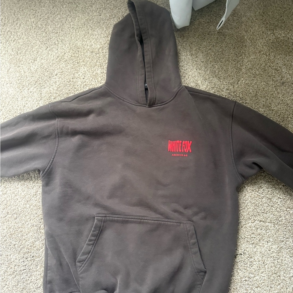 White Fox Boutique Brown Hoodie with Red Logo